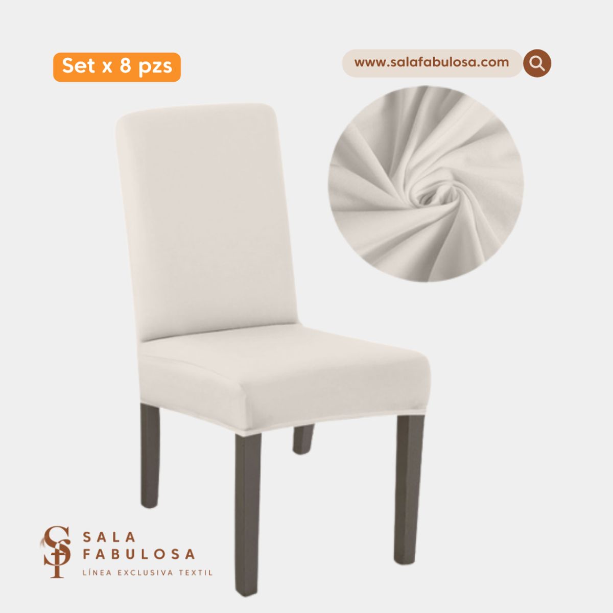 SALA FABULOSA - Funda protectora de silla Lycra Set 8 pzs blanco obsessed