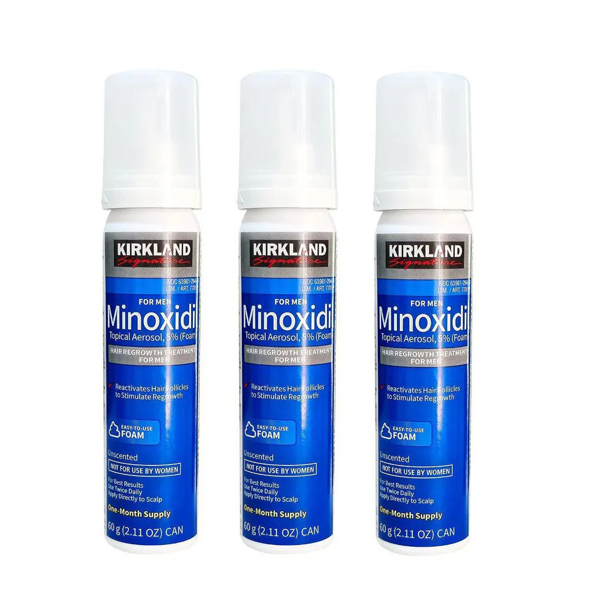 KIRKLAND - 3 Minoxidil Espuma al 5%  - 60 gr - BARBA Y CABELLO
