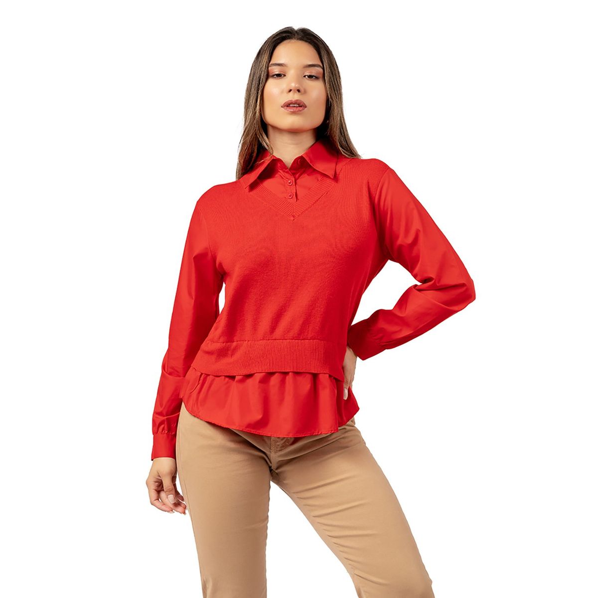 INDEMA - Chompa Camisero 2 en 1 Color  Rojo