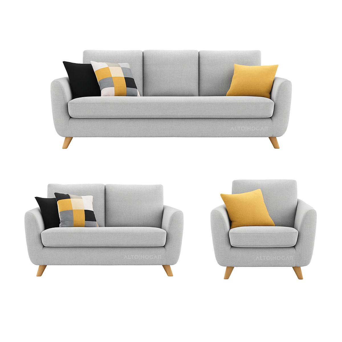 ALTO HOGAR - Juego de Sala 3 2 1 Tamahra Alto Hogar Gris Claro