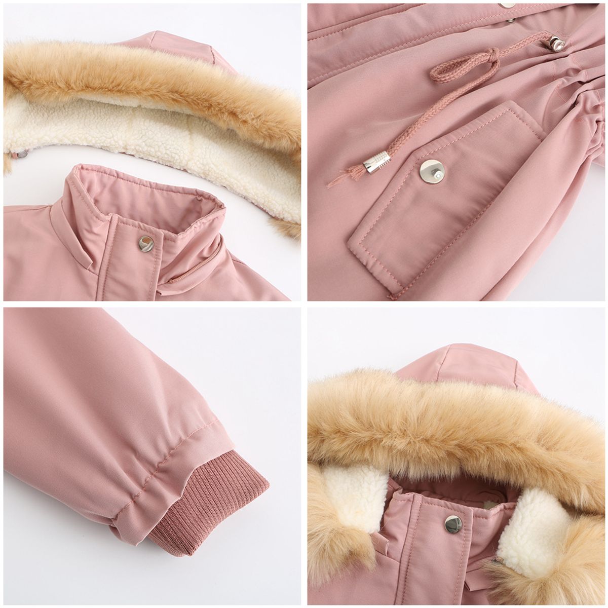 BLWOENS - Chaqueta térmica con capucha para mujeres-Rosa