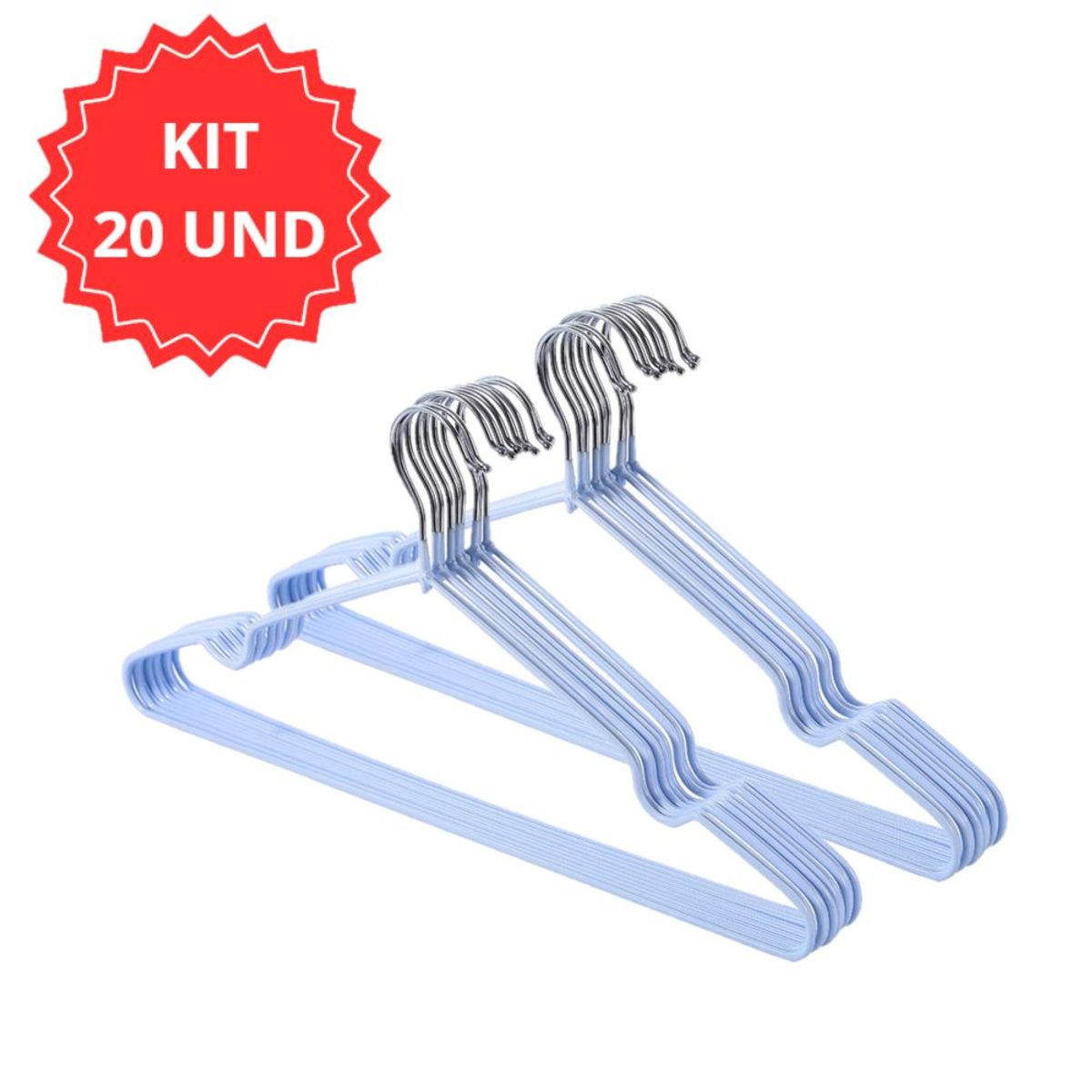 GENERICO - 20 Ganchos Percha Colgadores Para Ropa - Azul