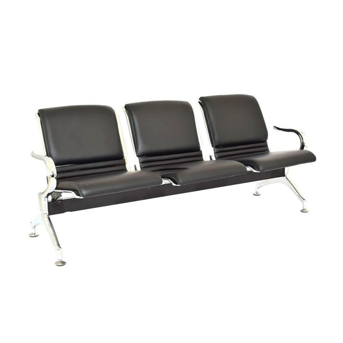 OFIDEAS - Butaca De Espera Negro 3 Cuerpos-Tandem Aeropuerto Full Tapiz Ofideas