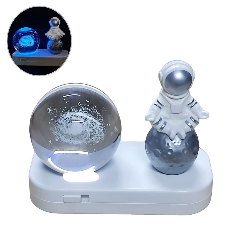 ELMEJORPRECIO - Lampara Astronauta Con Esfera 3D Y Luces De Colores Diseño Galaxia