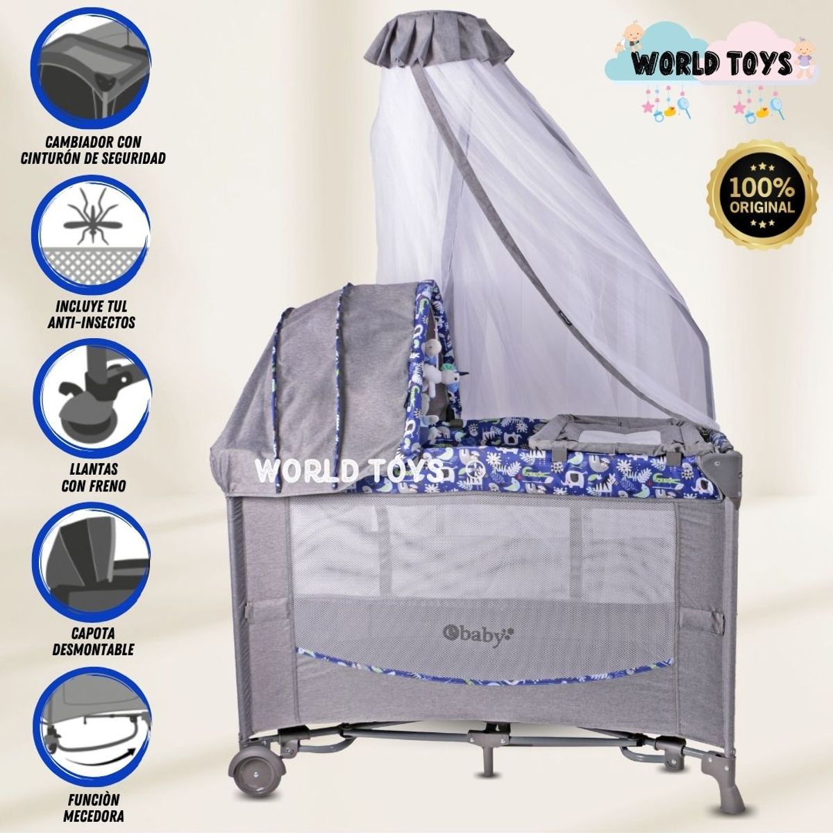 EBABY - Cuna Corral de Lujo «FIYI» Edición Limitada Blue