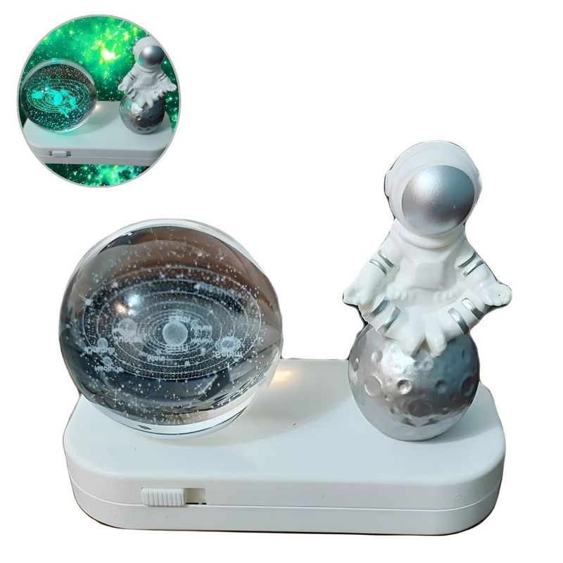 ELMEJORPRECIO - Lampara Astronauta Esfera 3D Y Luces De Colores Diseño Sistema Solar