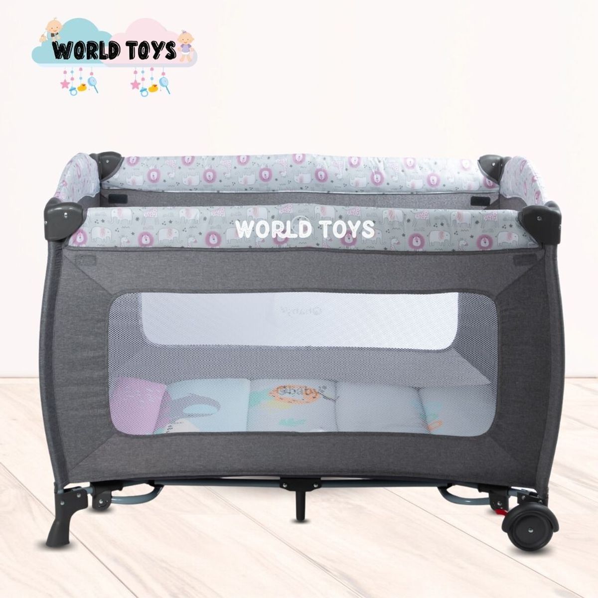 EBABY - Cuna Corral de Lujo «KENDALL» Edición Limitada Gray-Pink