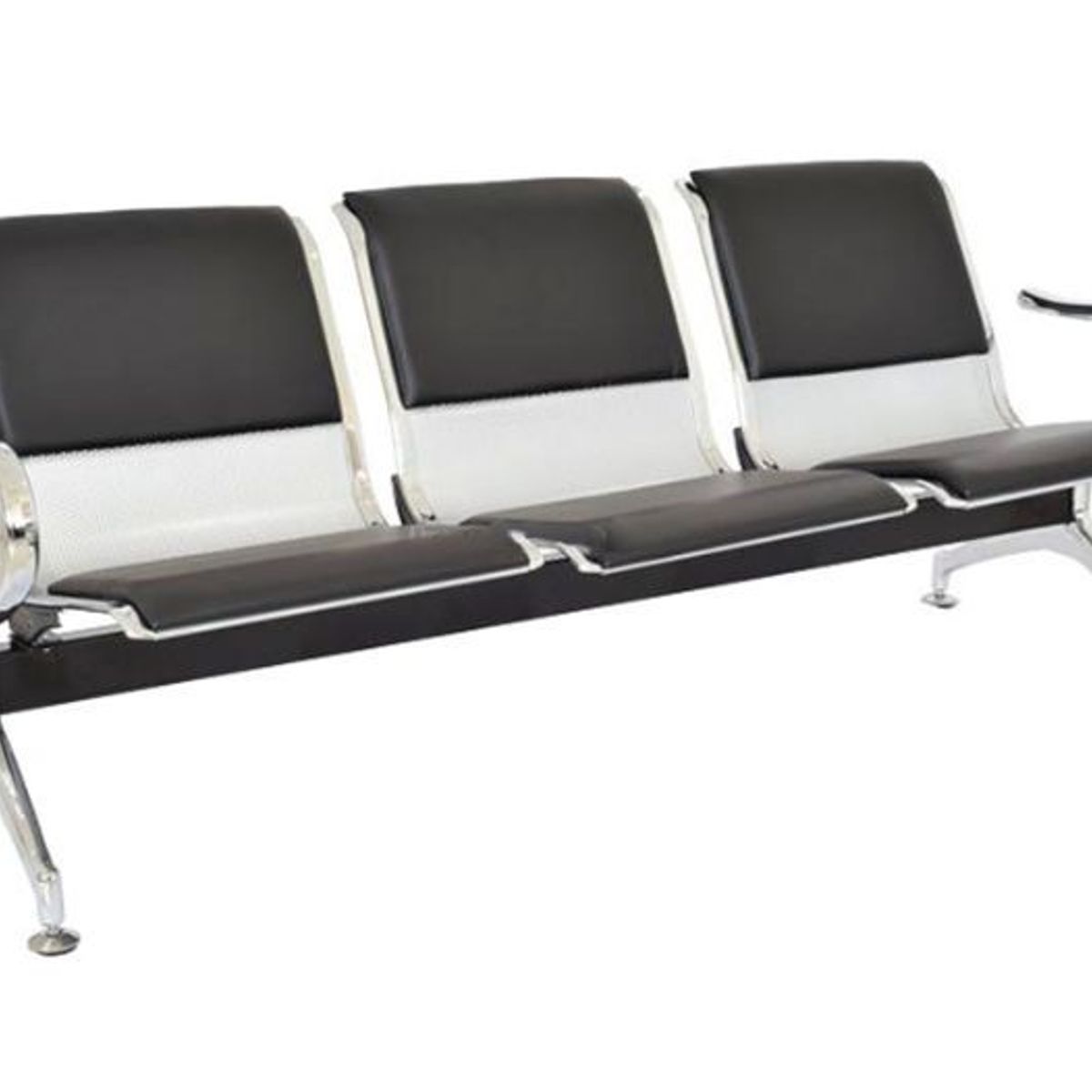 OFIDEAS - Butaca De Espera Negro 3 Cuerpos-Tandem Aeropuerto Semi Tapiz Ofideas