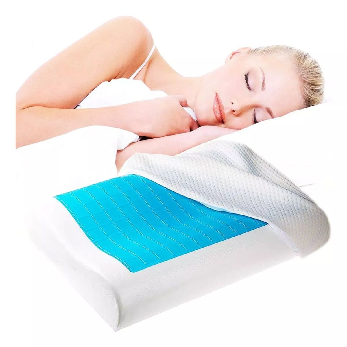 LH ELECTRONIC - Almohada viscoelástica con gel  funda