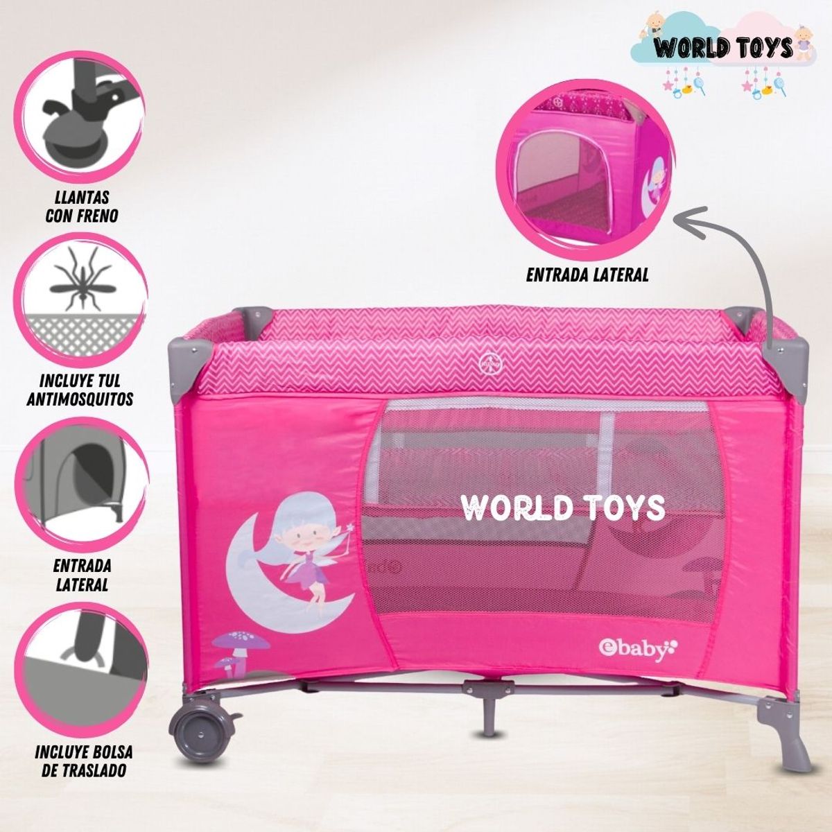 EBABY - Cuna Corral de Lujo «LETICIA» Edición Limitada Pink