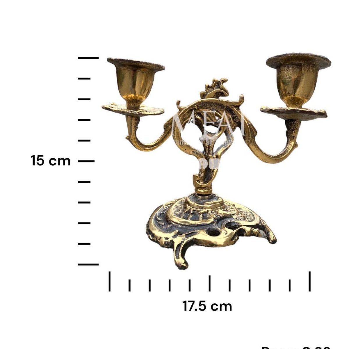 MFAP BRONCERIA Y ANTIGUEDADES - candelabro de dos velas cruzado en bronce envejecido