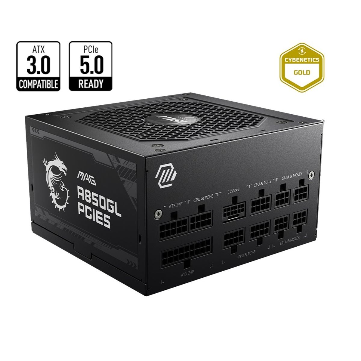 MSI - Fuente de Poder MSI MAG A850GL PCIE5 850W 80 Plus Gold Modular ATX