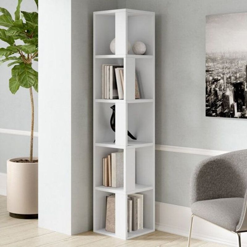 GENERICO - Librero Esquinero Multifuncional Melamina Blanco 170m