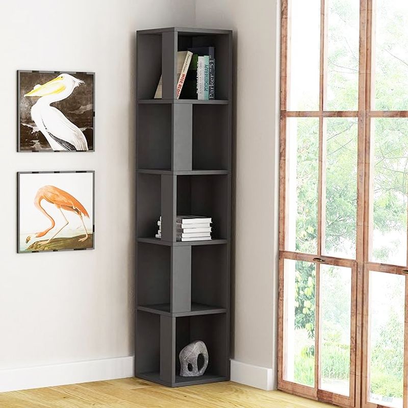 GENERICO - Librero Esquinero Multifuncional Melamina Gris 170m