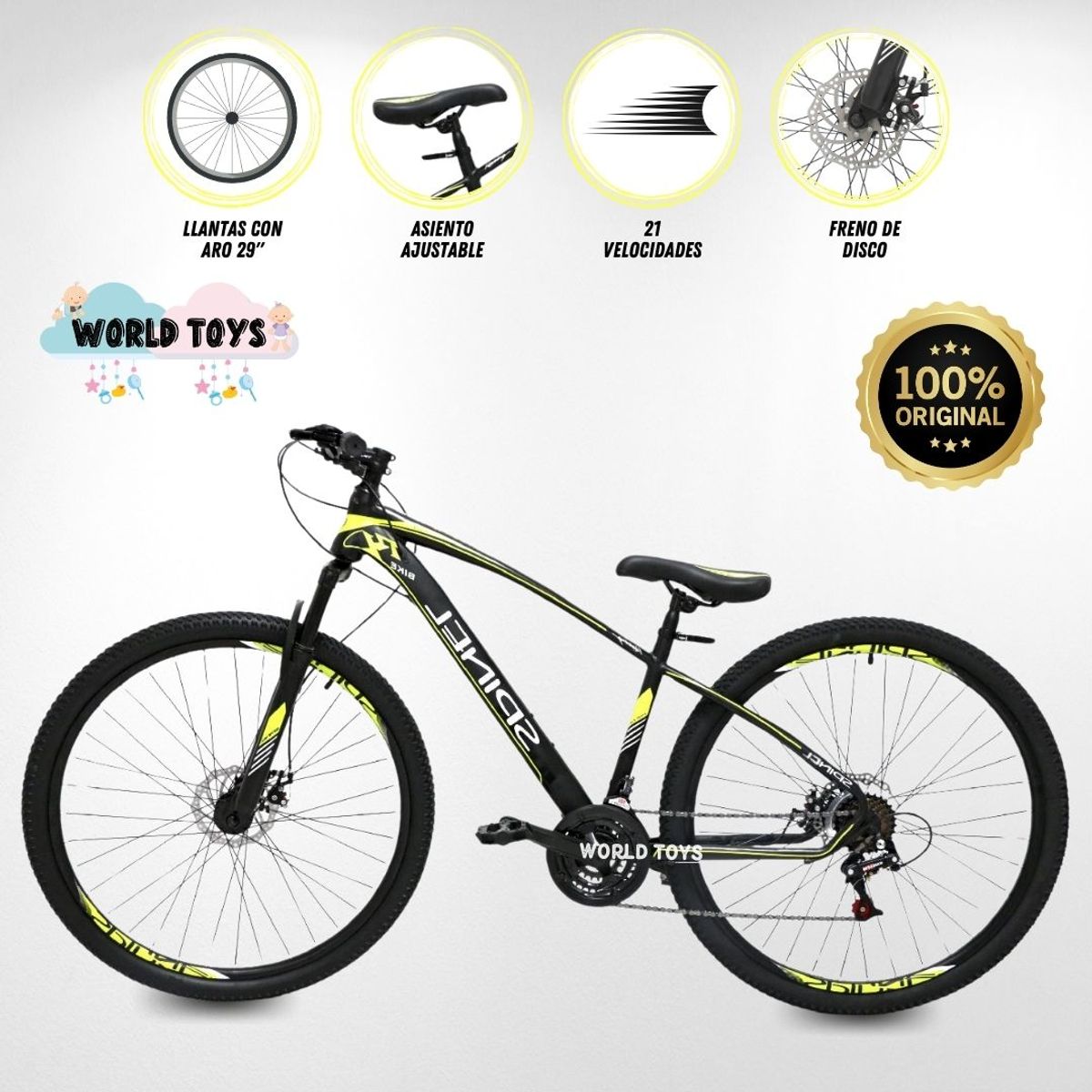 EVEZO - Bicicleta Aro 29 «MALTA» Cambios Saiguan Yellow