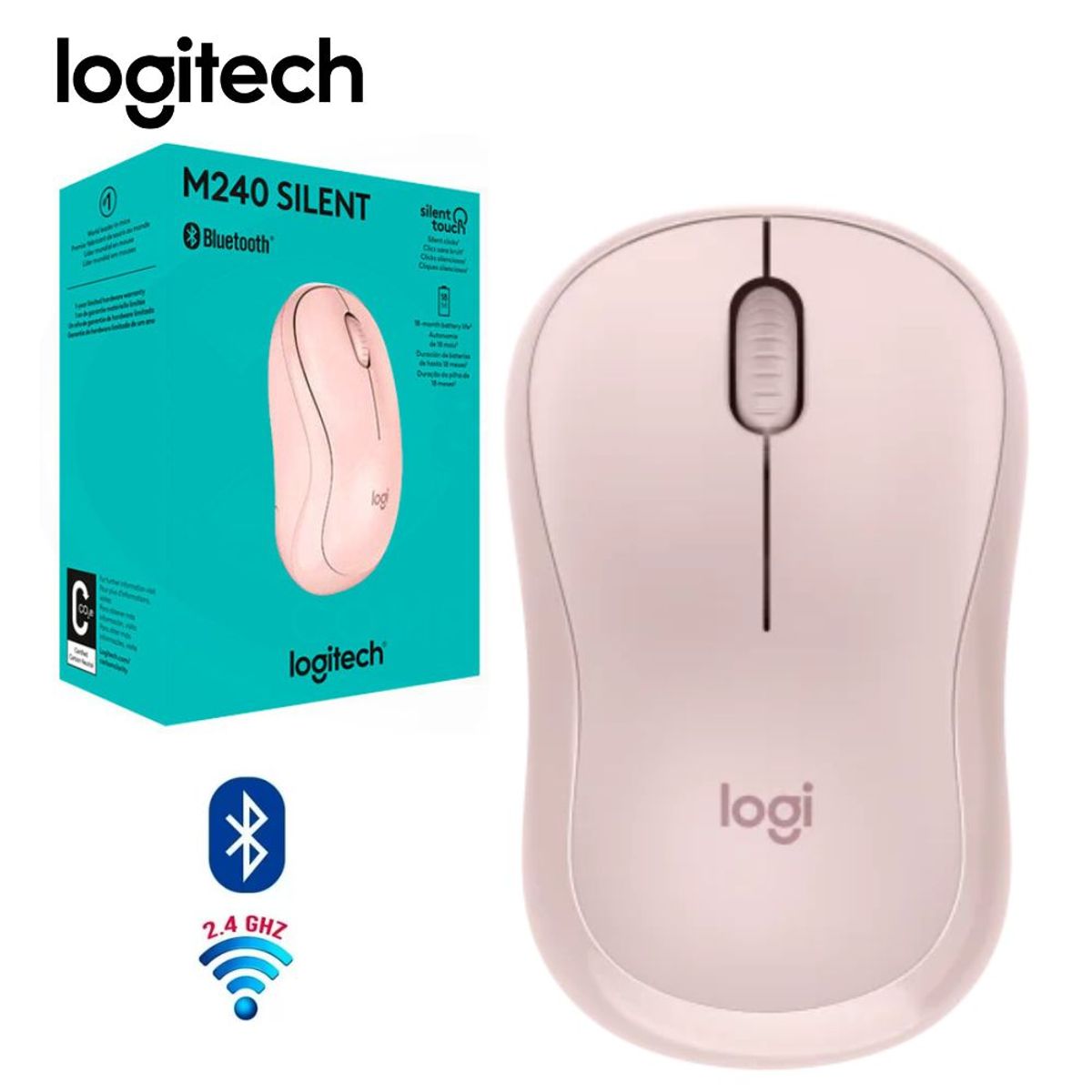 LOGITECH - MOUSE INALAMBRICO LOGITECH M240 ROSE BLUETOOTH SILENCIOSO