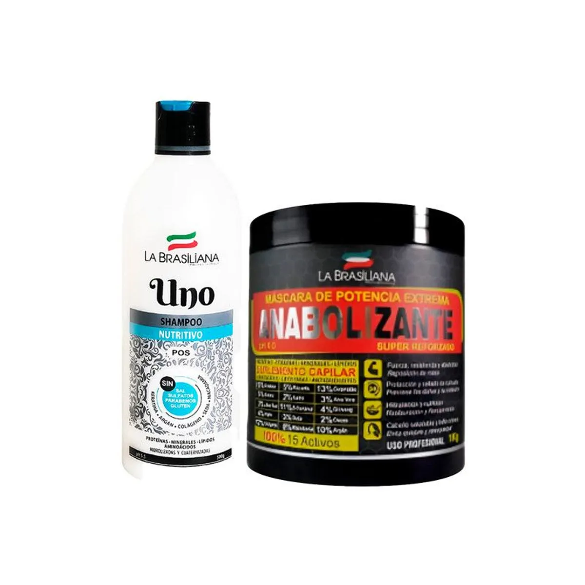 LA BRASILIANA - Uno 500Gr + Máscara Anabolizante para cabello 1kl