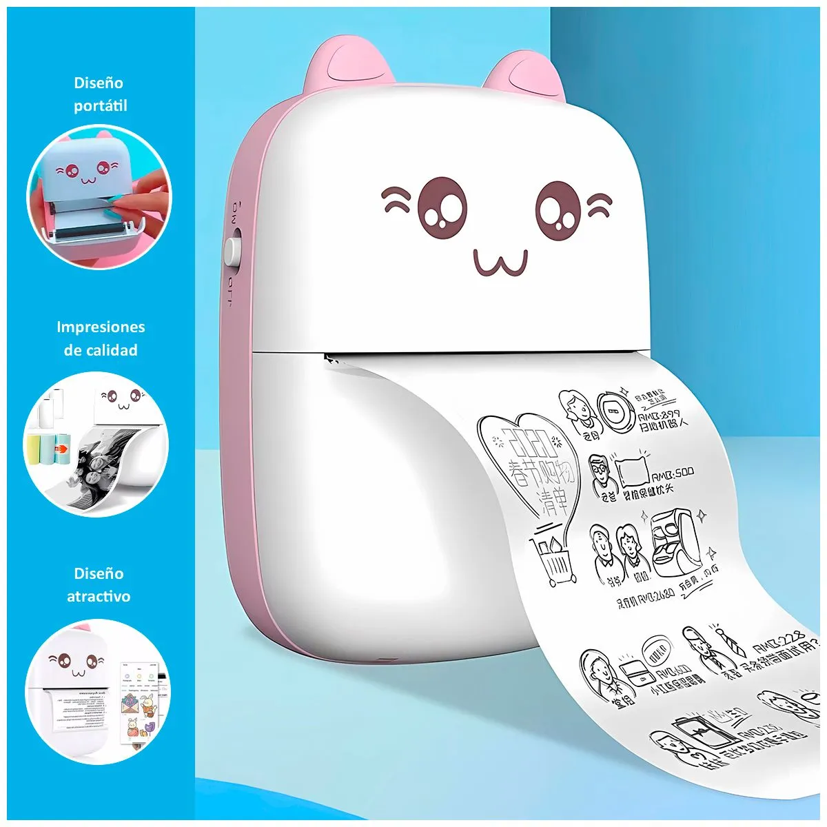 SASARU - Mini Impresora Portátil de Fotos Celeste