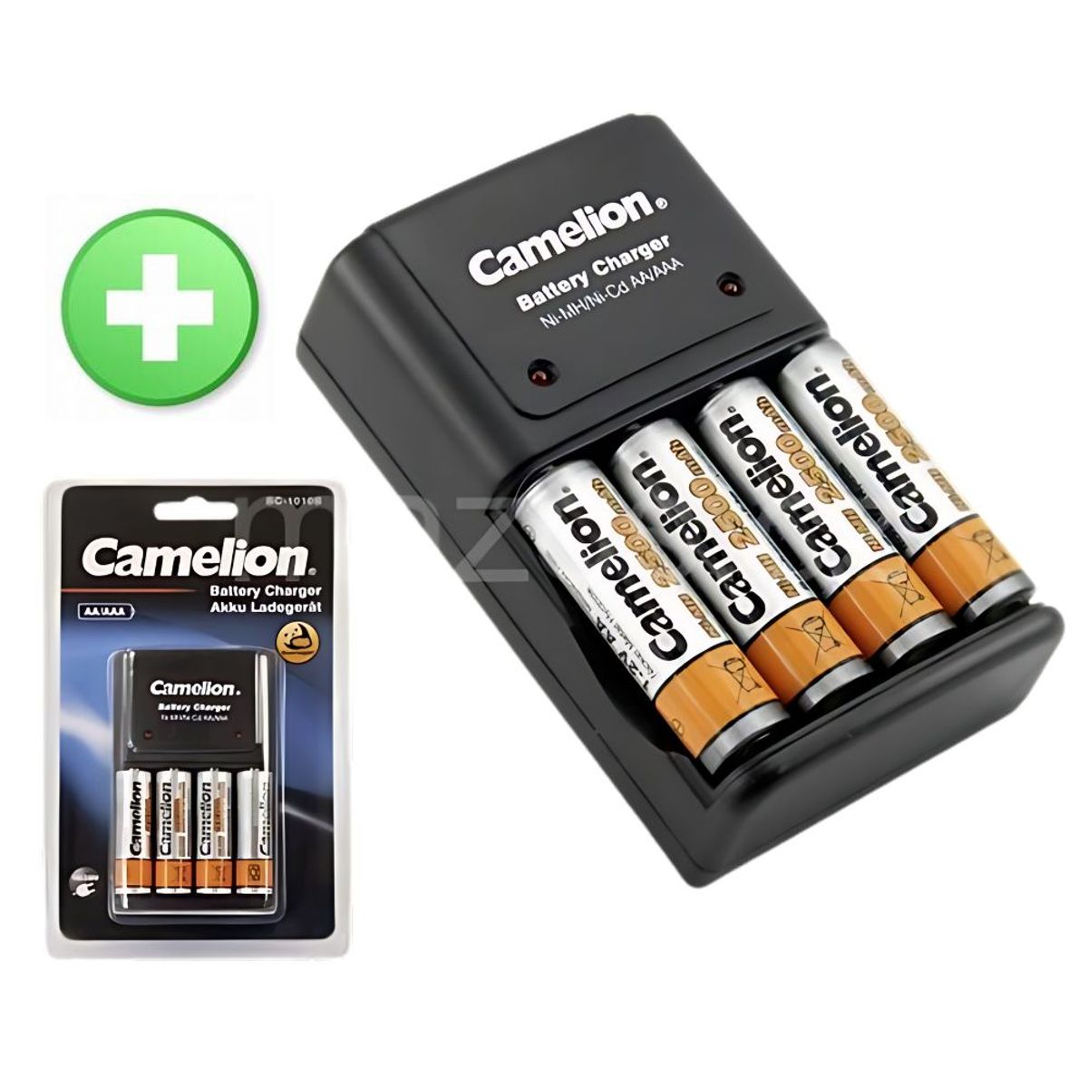 CAMELION - Cargador de Pilas/Batería Camelion AA/AAA + 4 Pilas AAA 2200mAh
