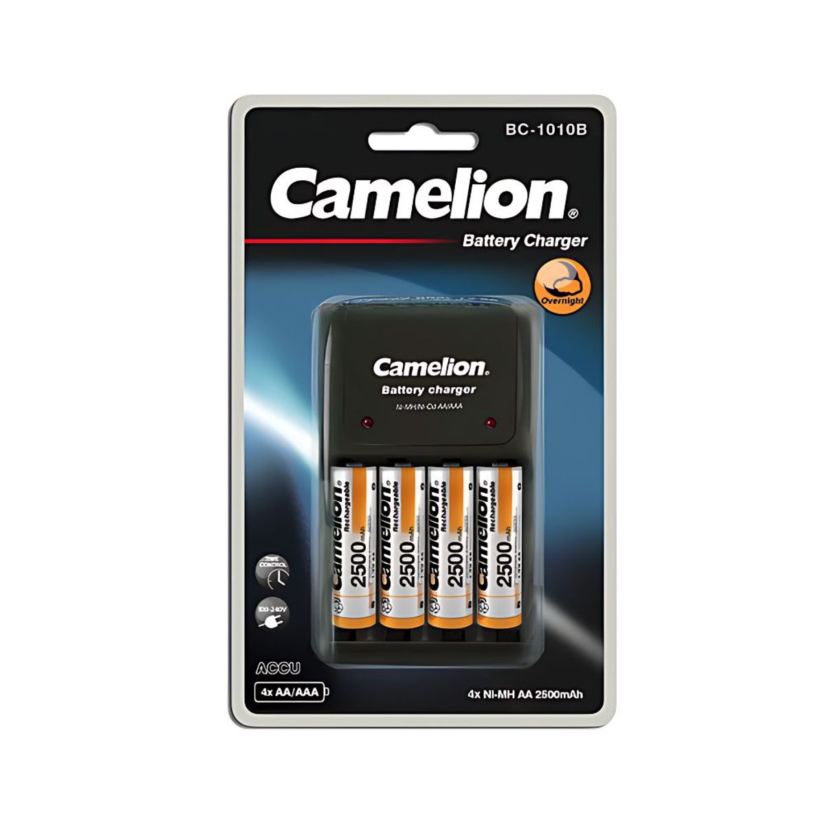 CAMELION - Cargador de Pilas/Batería Camelion AA/AAA + 4 Pilas AAA 2200mAh