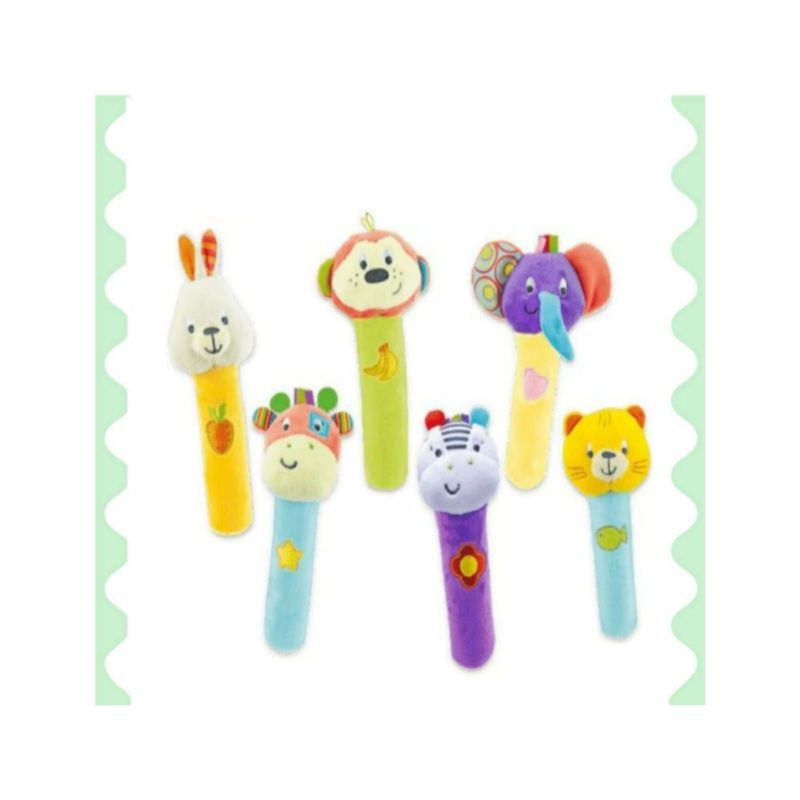 GENERICO - PACK DE DOS PELUCHES SONAJEROS PARA BEBÉ