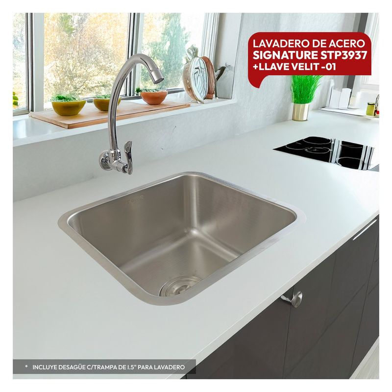 STONE - COMBO DE LAVADERO DE ACERO SIGNATURE STP3937  VELIT-01