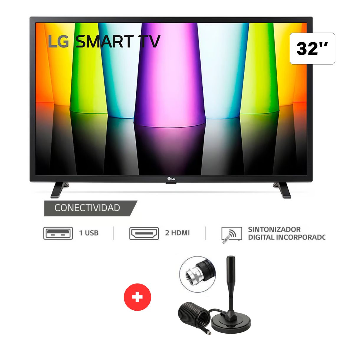 LG - Televisor LG Led 32" HD Smart Tv 2024 32LQ600BPSA + ANTENA DIGITAL