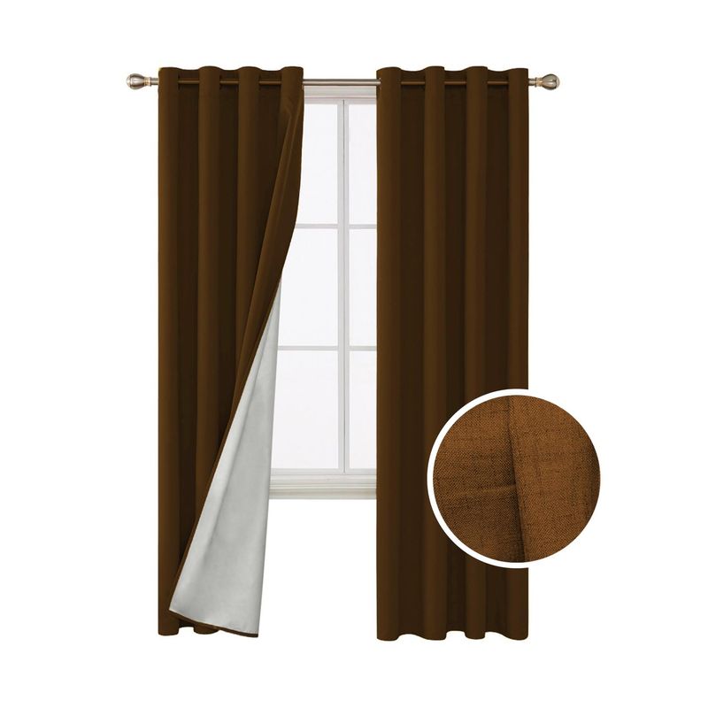 GENERICO - Cortina Blackout 100% Lino Textura Térmica Engomada - Chocolate