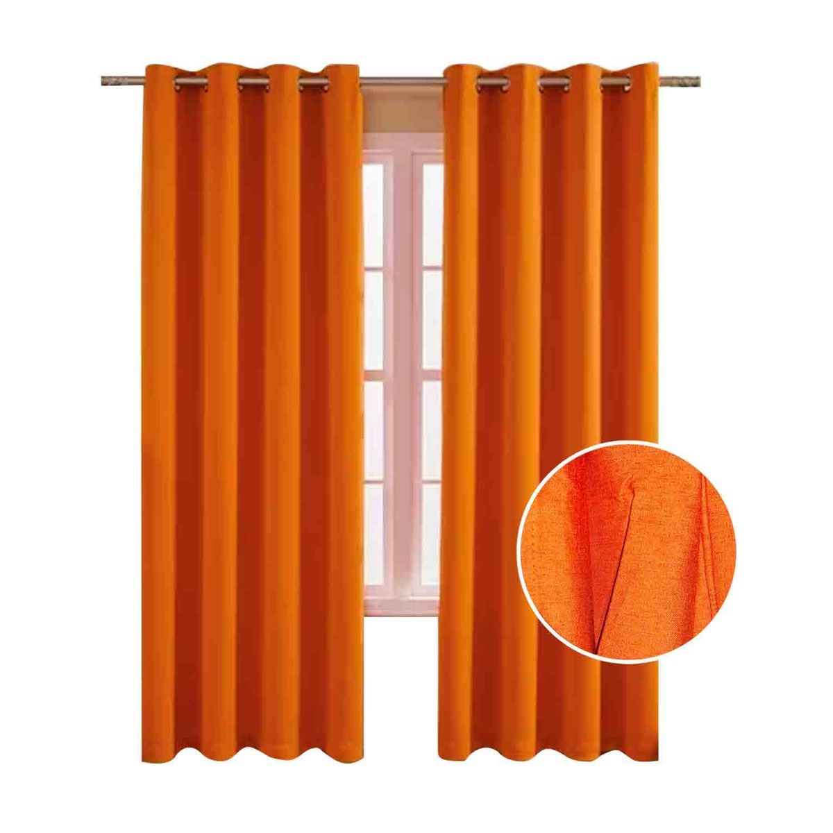 GENERICO - Cortina Blackout 100% Lino Textura Térmica Engomada - Naranja