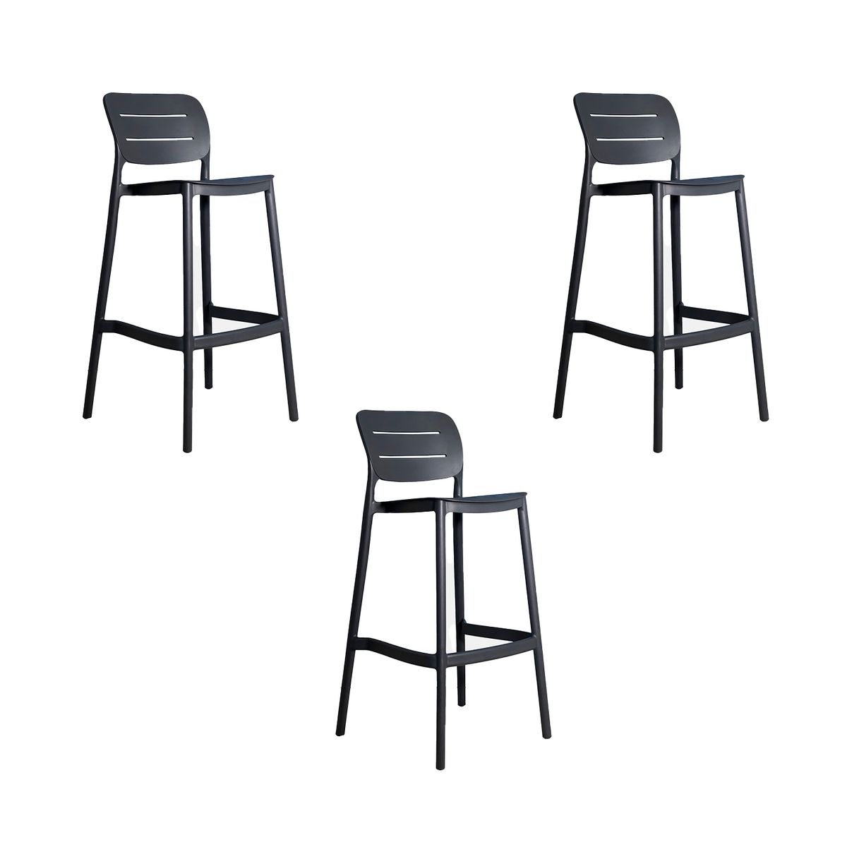 NIHM - Set x3 Silla Bar Gasco Gris Oscuro 75 Cm