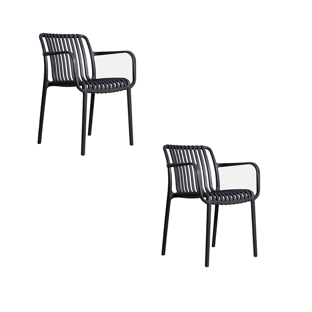 NIHM - Set x2 Silla de Comedor de Plástico Lambite Gris