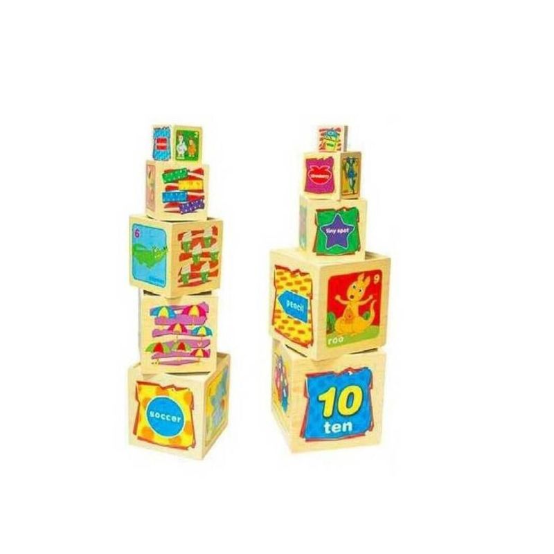 Cubos Apilables Madera 10 pcs Animales GENERICO