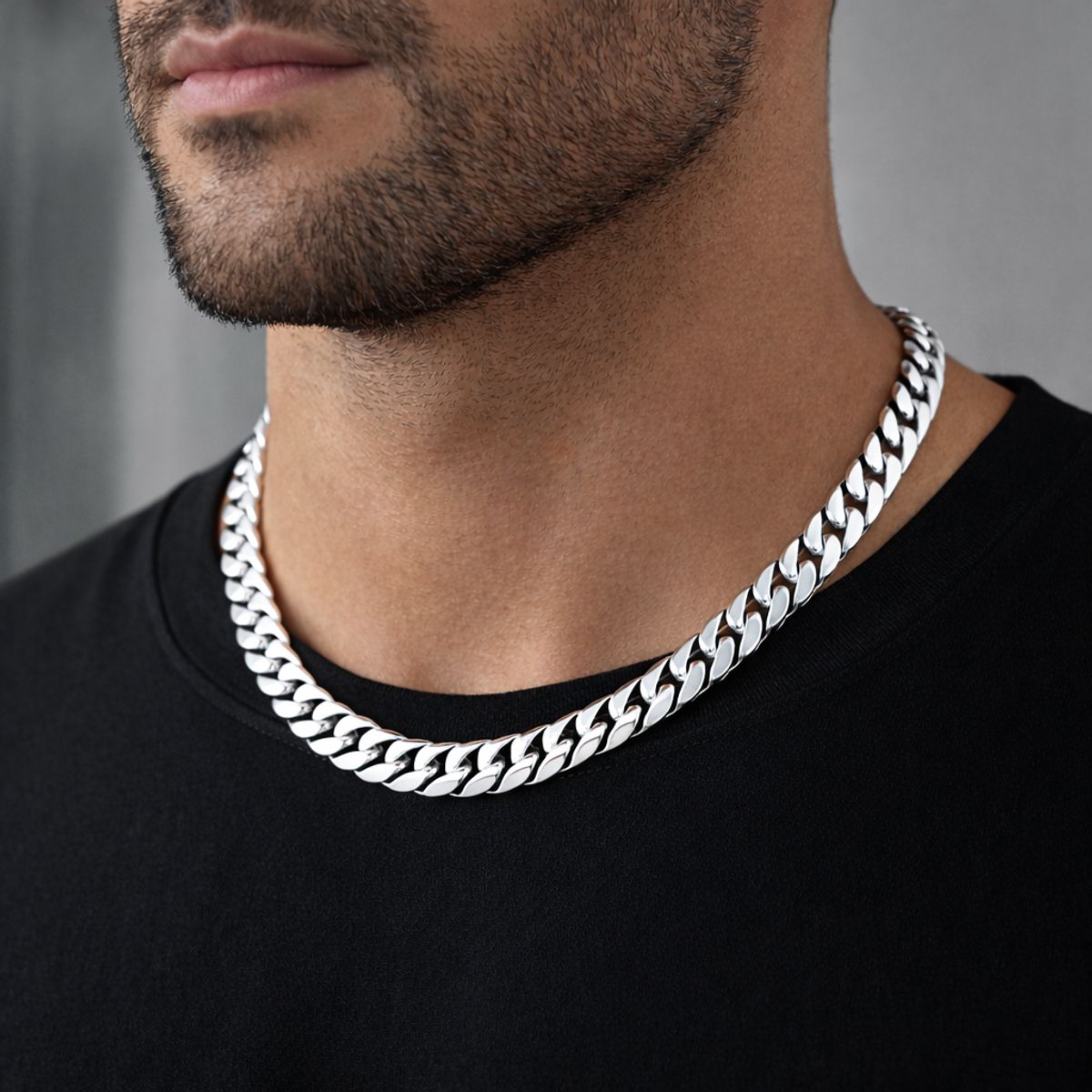 GENERICO - Cadena para Hombre de Acero Inoxidable Tipo Lomo de Corvina