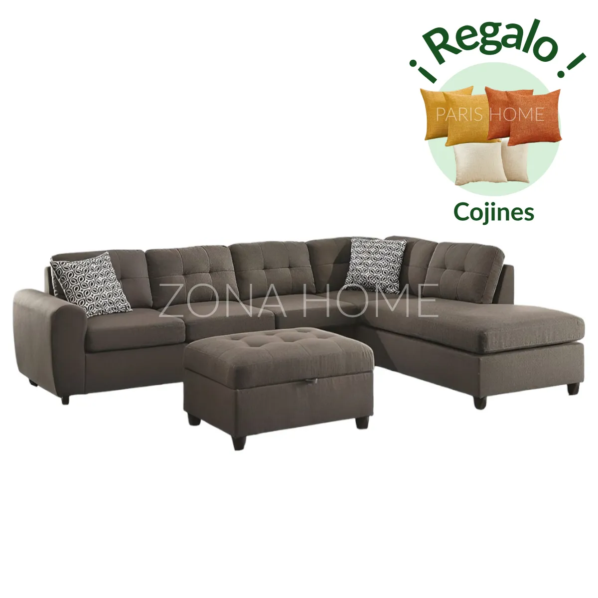 GENERICO - Sofá Seccional Derecho Siena - Marrón