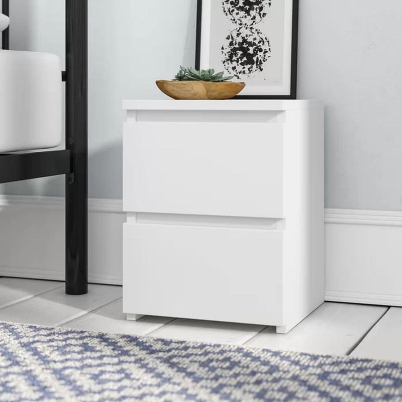 MUEBLES CRISOSTOMO - Velador de Melamina Blanco 2 Cajones