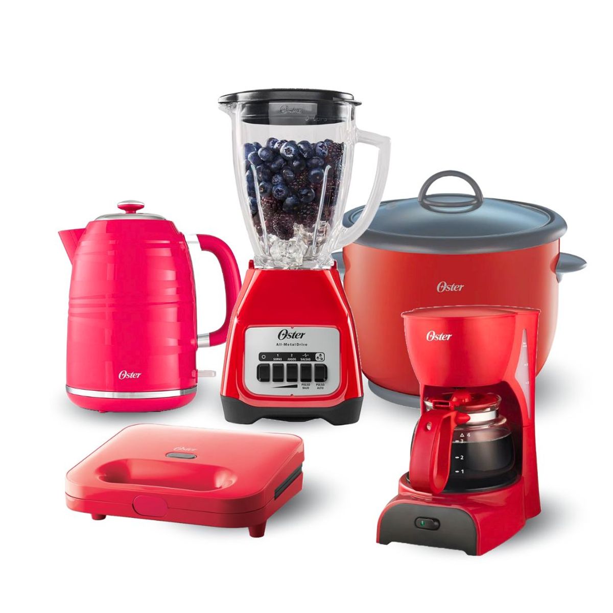 OSTER - COMBO OSTER Licuadora + Arrocera + Hervidor + Sandwichera + Cafetera