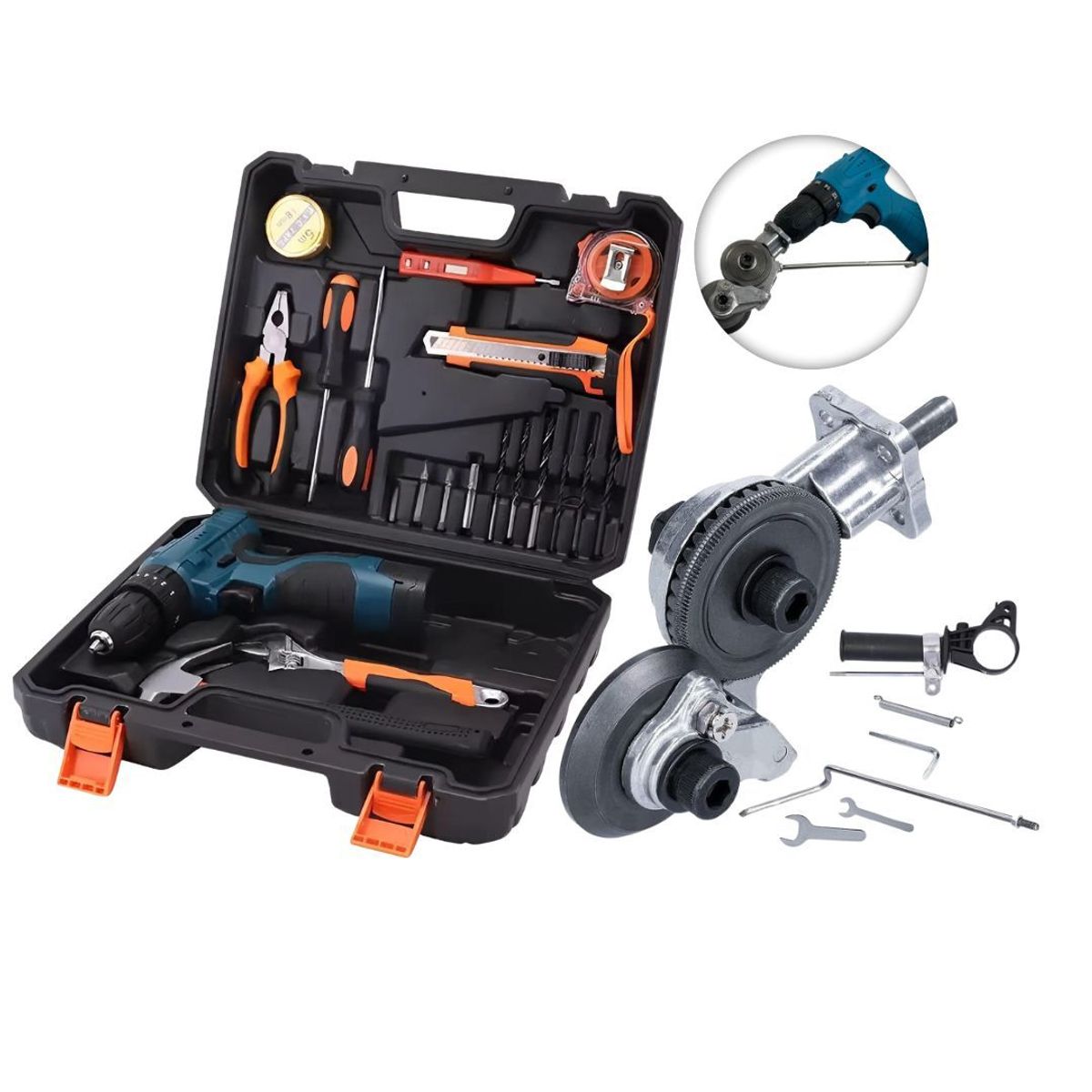 XTD - Set Herramientas Y Taladro Inalámbrico 12V XTD + Adaptador Corta Metal