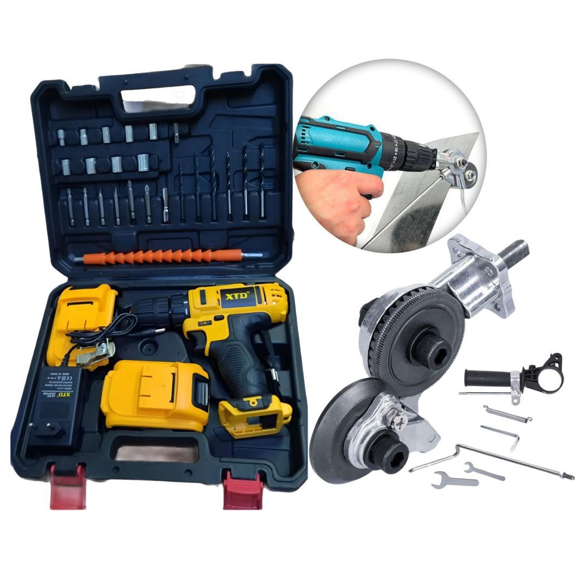 XTD - Taladro Destornillador Inalámbrico 21V XTD + Adaptador Corta Metal