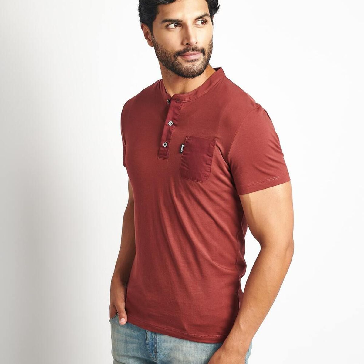 STEALTH - Polo Manga Corta Cuello Henley Hombre Stealth