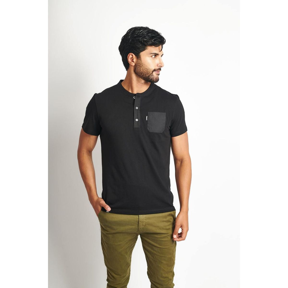 STEALTH - Polo Manga Corta Cuello Henley Hombre Stealth