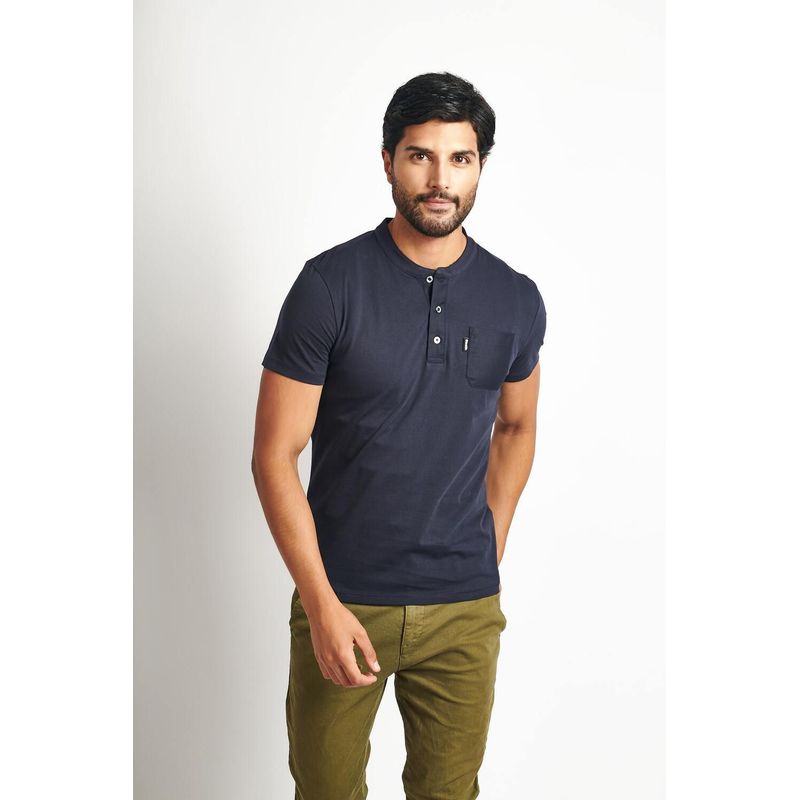 STEALTH - Polo Manga Corta Cuello Henley Hombre Stealth