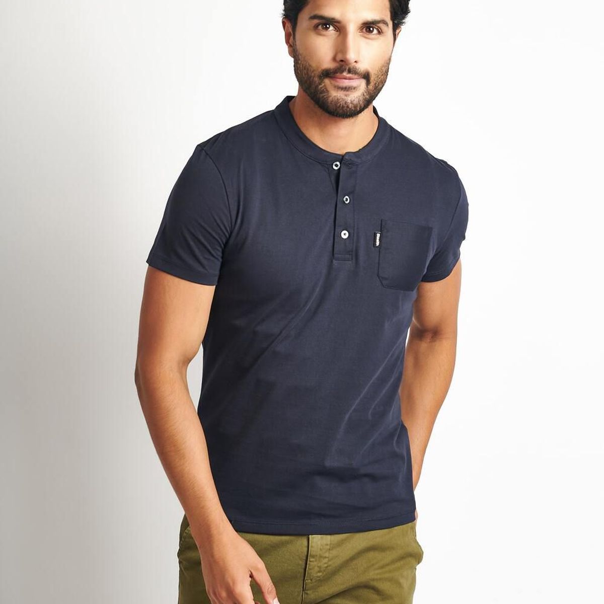 STEALTH - Polo Manga Corta Cuello Henley Hombre Stealth