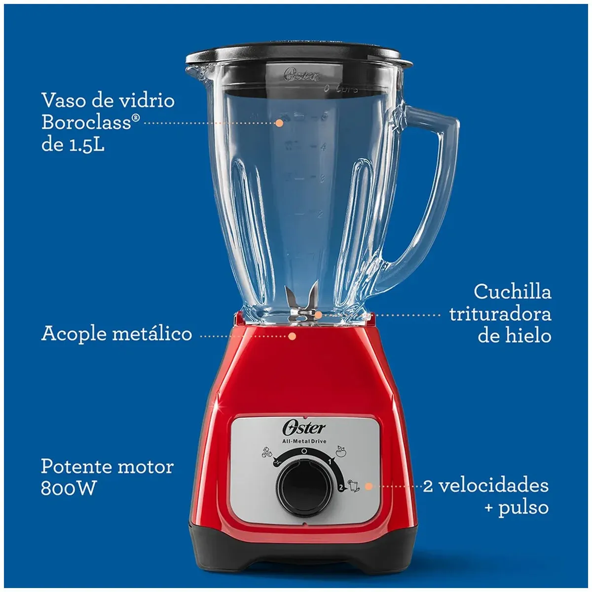 OSTER - Licuadora Oster BLSTKAGRRD Rojo y Plancha de vapor ligera GCSTBS3802