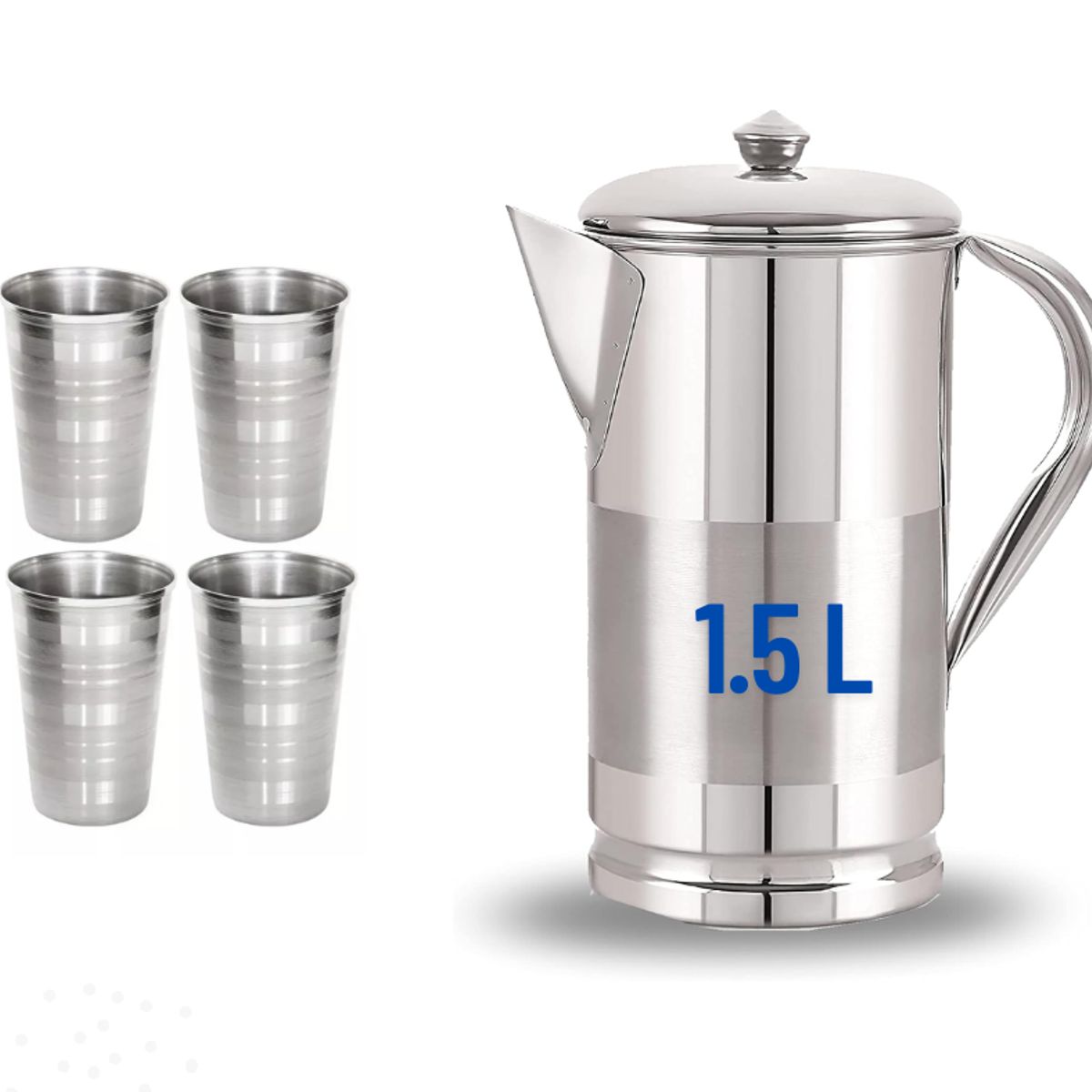 GENERICO - Jarra de 1.5 litros con 4 vasos de acero
