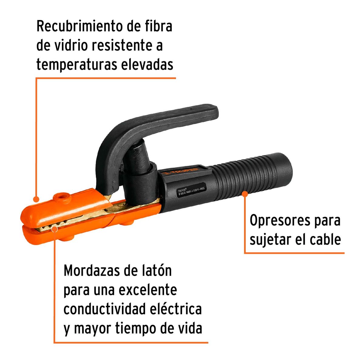 TRUPER - Tenaza 300A Pinza Porta Electrodo para Soldar 14232 Truper
