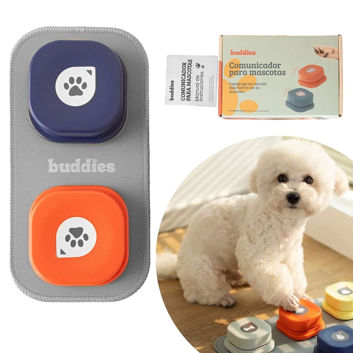 BUDDIES - Botón Comunicador De Mascotas Buddies Botón Interactivo 2und
