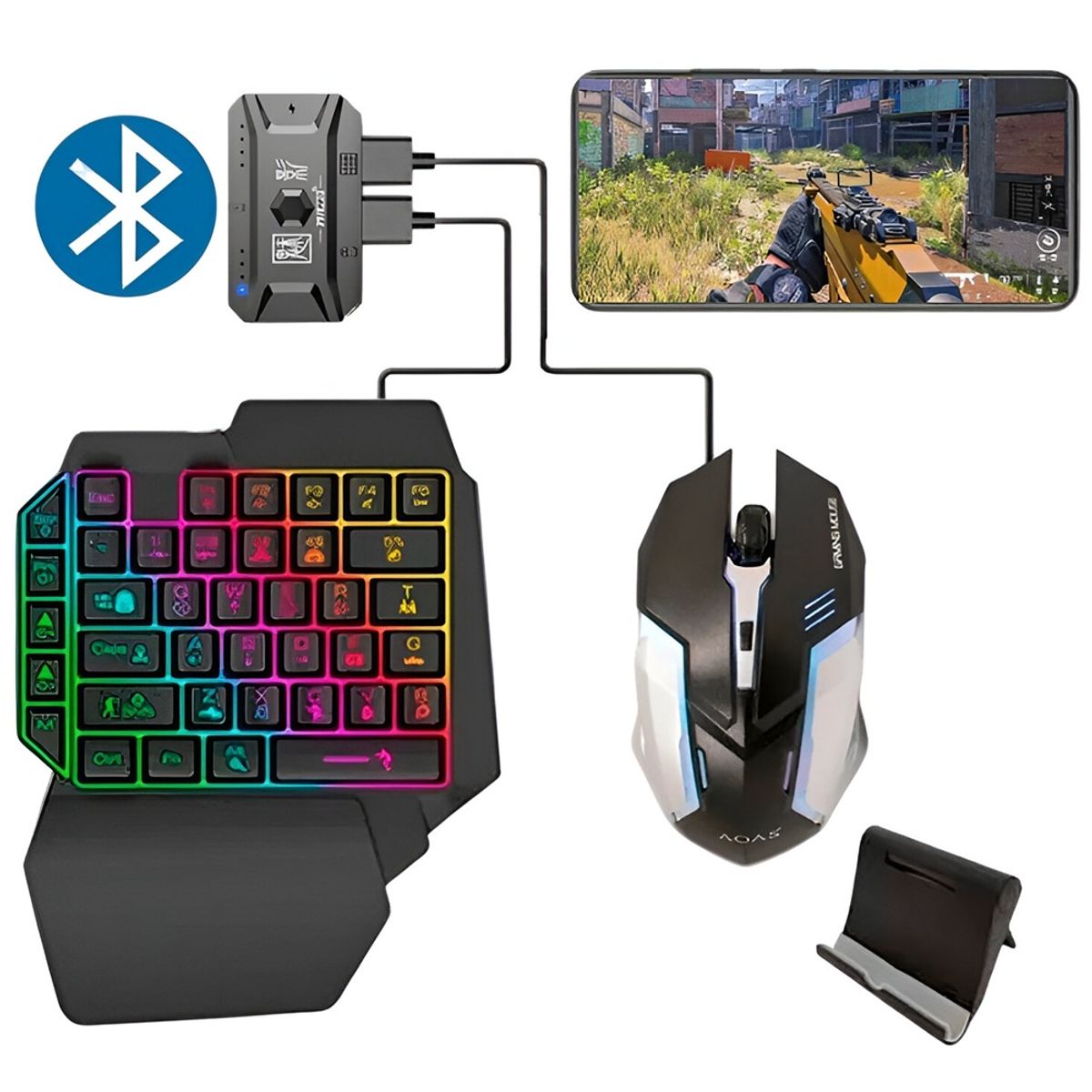 GENERICO - Kit de Teclado Mouse y Adaptador Gamer para Celular