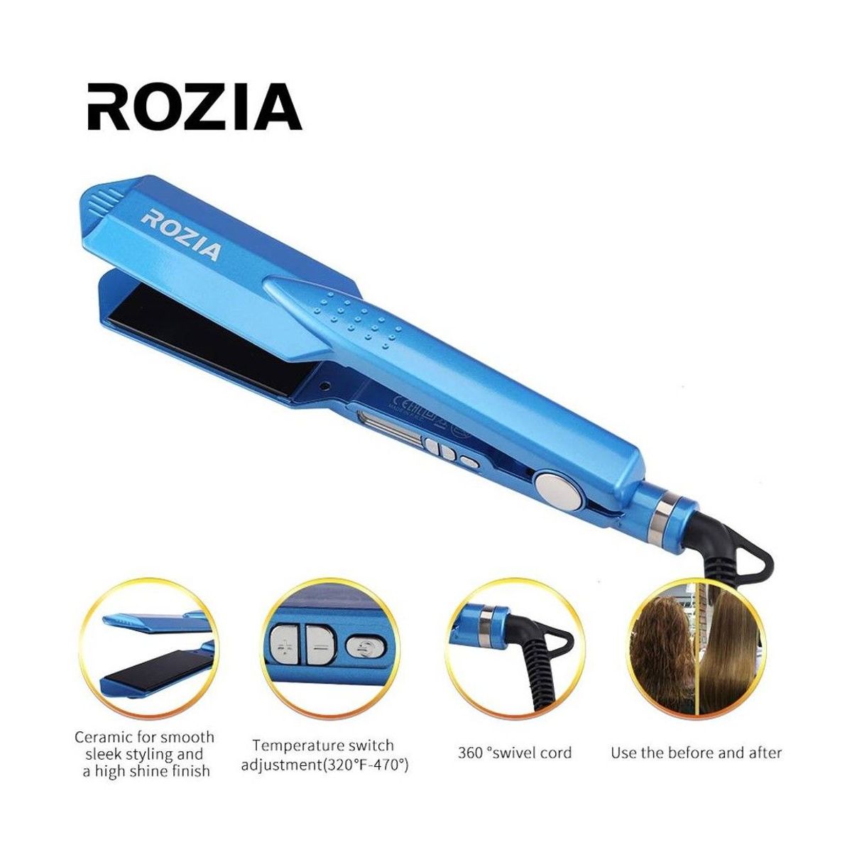 GENERICO - Plancha De Cabello Rozia Cerámica Alisadora