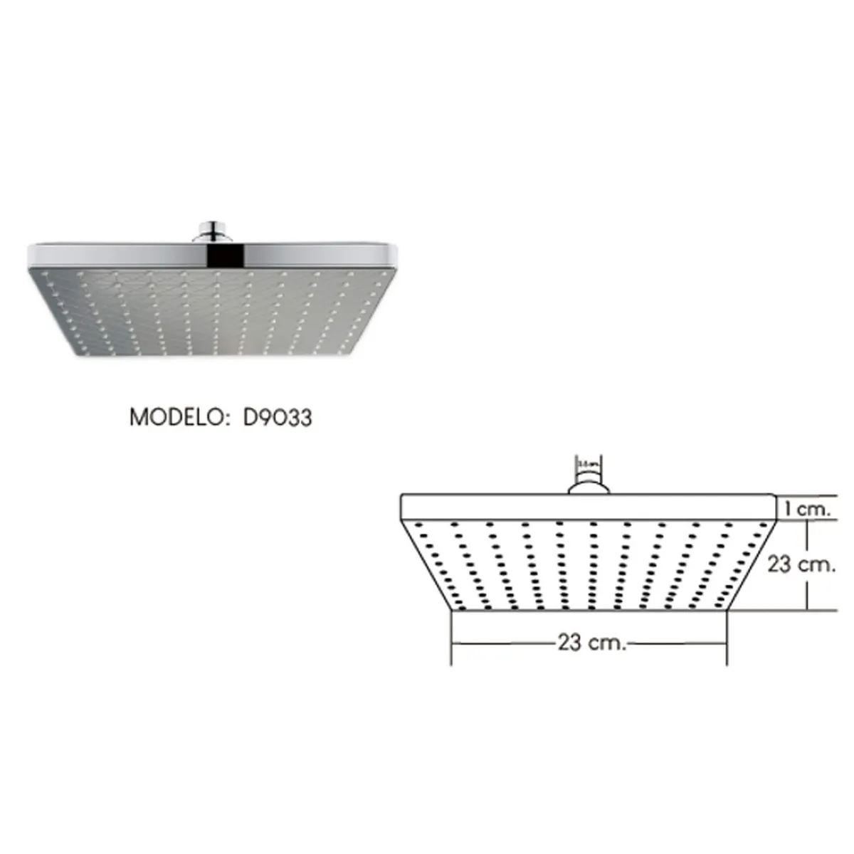 GENERICO - Difusor Cabeza Ducha Española 9" para agua caliente y fría