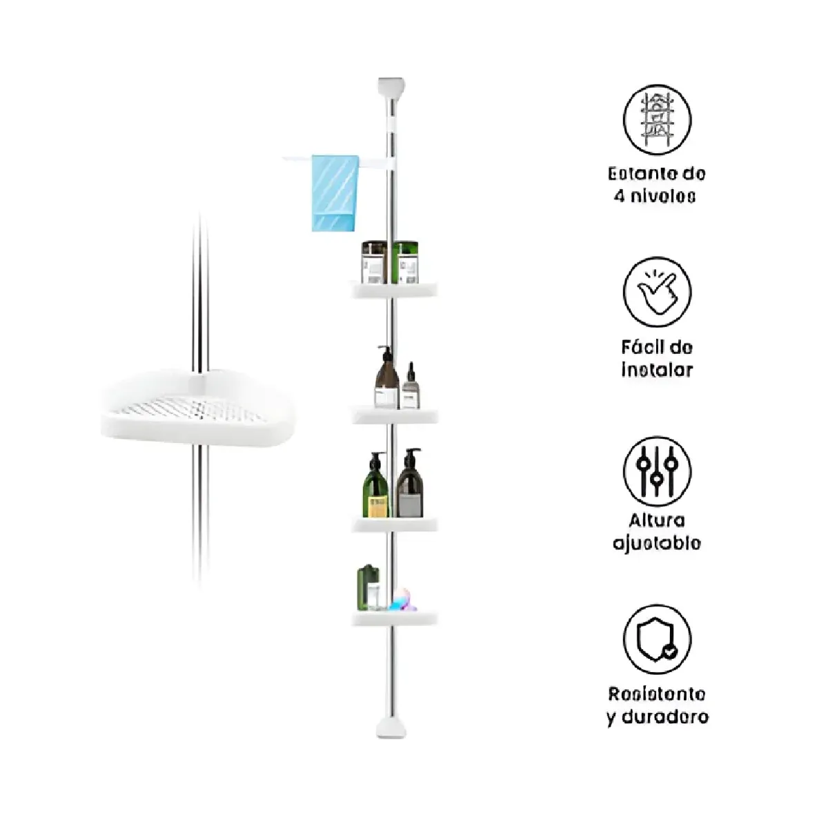 GENERICO - Organizador Esquinero Ducha Baño Multiuso 4 Pisos Ajustable